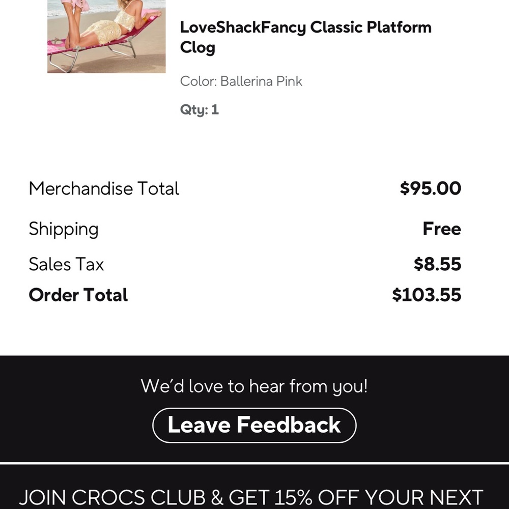 Love Shack Fancy x Crocs collab Platform croc in W6 - Picture 6 of 6